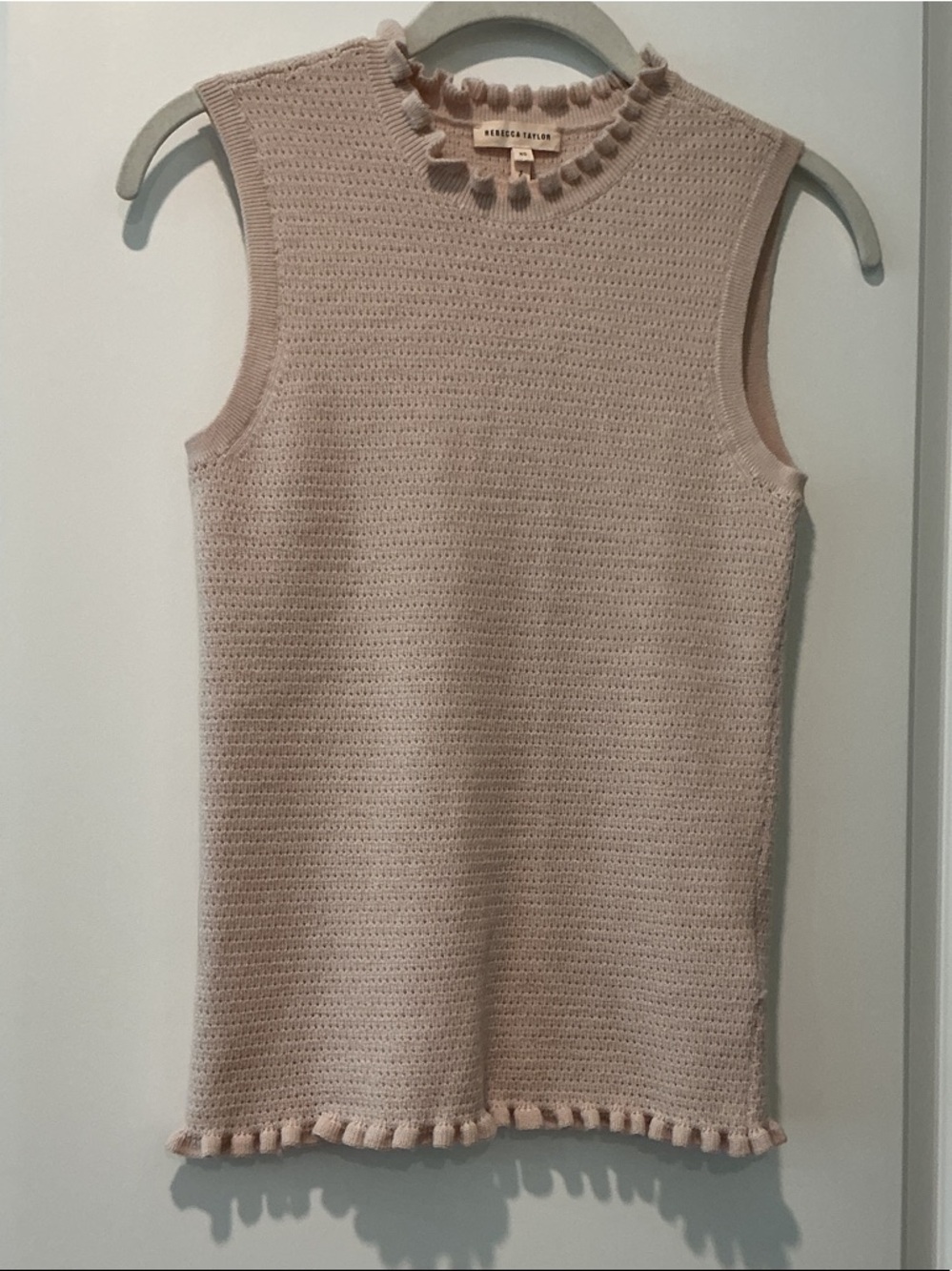 Rebecca Taylor Merino Wool Beige Sleeveless Knit Sweater Tank
